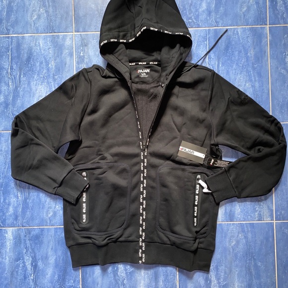 Pajar Canada Bruce Mens Sweatshirt Hoodie Full Zip Black Track Jacket size L New - Picture 9 of 9